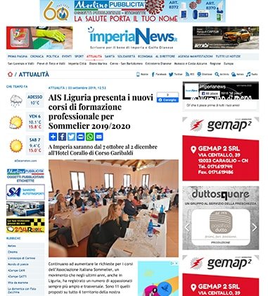 <p>AIS Liguria presenta i nuovi corsi di formazione professionale per Sommelier 2019/2020</p>