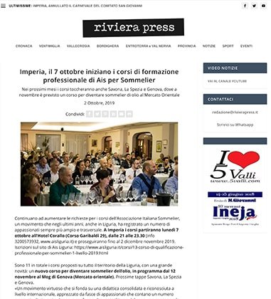 <p>Imperia, il 7 ottobre iniziano i corsi di formazione professionale di Ais per Sommelier</p>