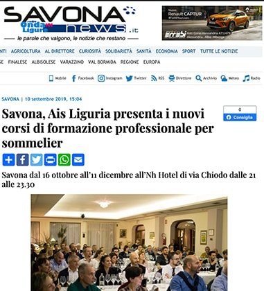 <p>Savona, Ais Liguria presenta i nuovi corsi di formazione professionale per sommelier</p>