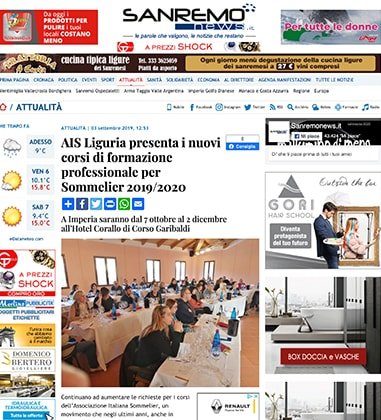 <p>AIS Liguria presenta i nuovi corsi di formazione professionale per Sommelier 2019/2020</p>