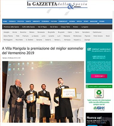 <p>A Villa Marigola la premiazione del miglior sommelier del Vermentino 2019</p>