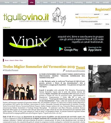 <p>Trofeo Miglior Sommelier del Vermentino 2019</p>