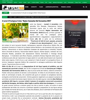 <p>A Lerici Il Prestigioso Trofeo “Miglior Sommelier Del Vermentino 2019”</p>