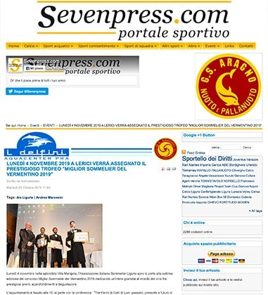 <p>Lunedì 4 novembre 2019 a Lerici verrà assegnato il prestigioso trofeo "Miglior Sommelier del Vermentino 2019"</p>

<p> </p>
