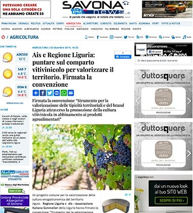 <p>Ais e Regione Liguria: puntare sul comparto vitivinicolo per valorizzare il territorio. Firmata la convenzione</p>