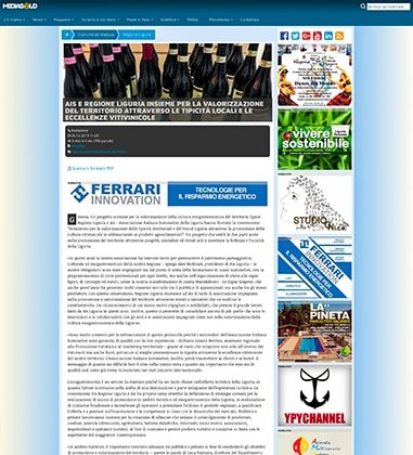 <p>Ais e regione Liguria per la valorizzazione del territorio attraverso le tipicità locali e le eccellenze vitivinicole</p>