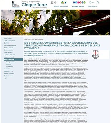 <p>Ais e regione Liguria insieme per la valorizzazione del territorio attraverso le tipicità locali e le eccellenze vitivinicole</p>