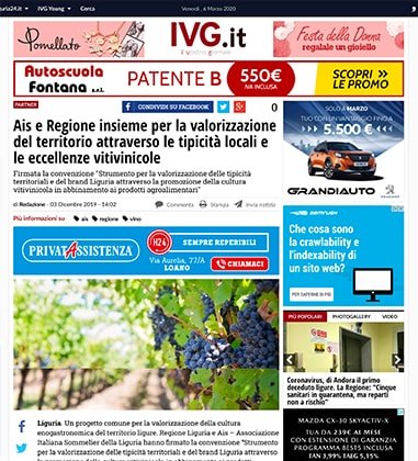 <p>Ais e Regione insieme per la valorizzazione del territorio attraverso le tipicità locali e le eccellenze vitivinicole</p>