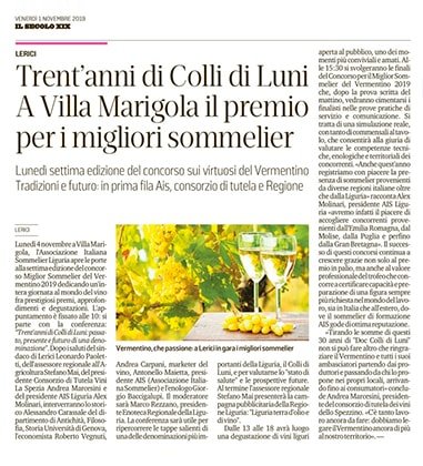 <p>Trent'anni di Colli di Luni a Villa Marigola il premio per i migliori sommelier</p>