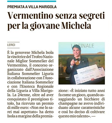 <p>Vermentino senza segreti per la giovane Michela</p>