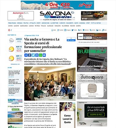 <p>Via anche a Genova e La Spezia ai corsi di formazione professionale per sommelier</p>