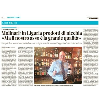 <p>Molinari: in Liguria prodotti di nicchia. "Ma il nostro asso è la grande qualità"</p>