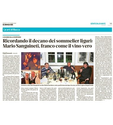 <p>Ricordando il decano dei sommelier liguri: Mario Sanguineti, franco come il vino vero</p>