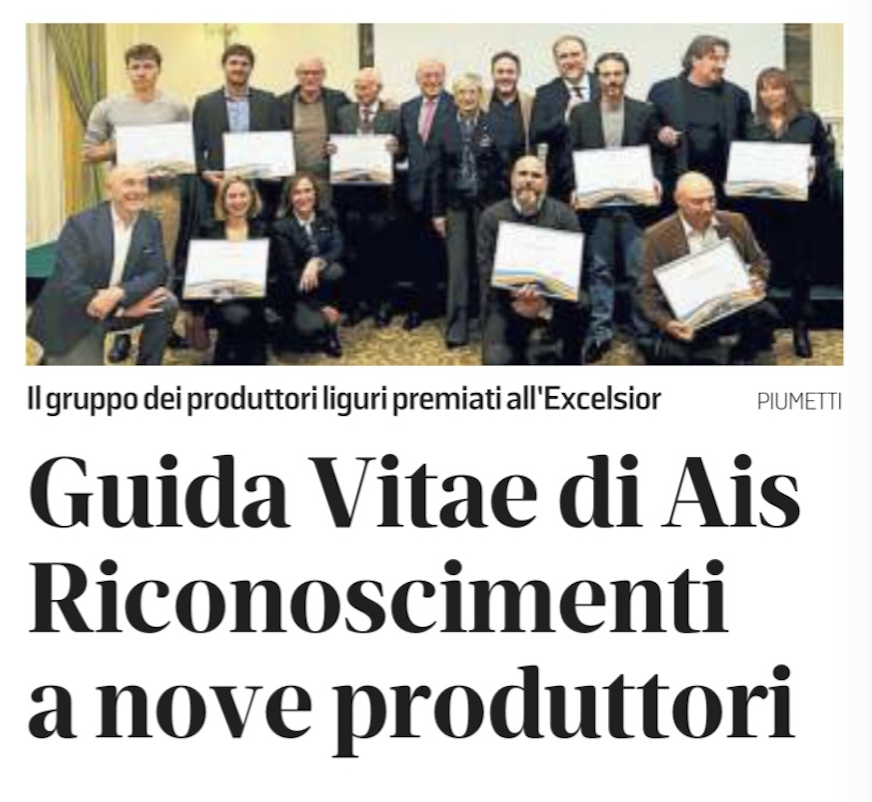 <p>GUIDA VITAE di Ais. Riconoscimenti a nove produttori </p>