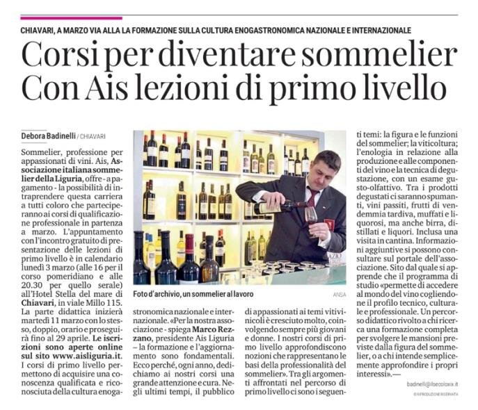 <p>Corsi per diventare sommelier. Con Ais lezioni di primo livello</p>