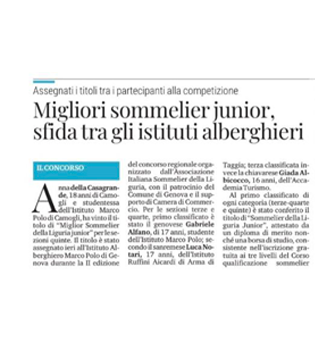 <p>Migliori sommelier junior, sfida tra gli istituti alberghieri</p>