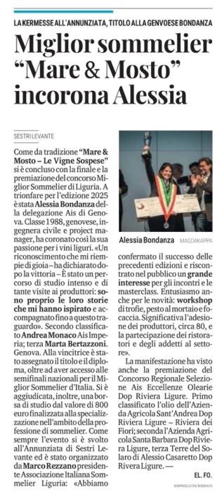 <p>Miglior sommelier "Mare & Mosto" incorona Alessia</p>