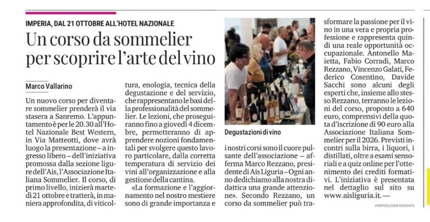 <p>Un corso da sommelier per scoprire l'arte del vino</p>