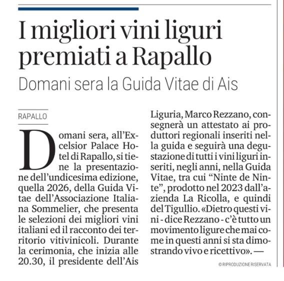<p>I migliori vini liguri premiati a Rapallo</p>