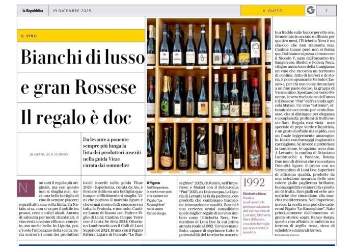 <p>Bianchi di lusso e gran Rossese. Il regalo &egrave; doc</p>