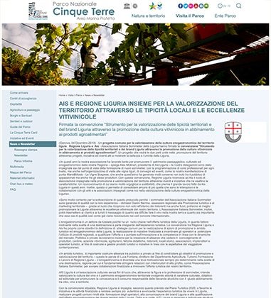 Ais e regione Liguria insieme per la valorizzazione del territorio attraverso le tipicità locali e le eccellenze vitivinicole
